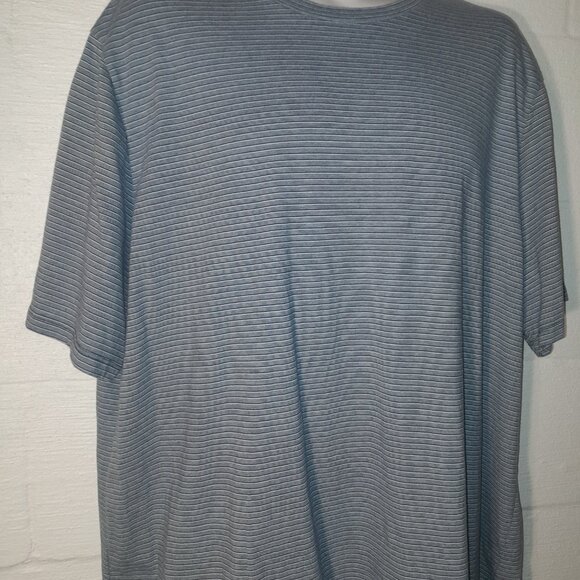 The Foundry Supply Co Men's Big & Tall 2XL Navy White Striped Short Sleeve Shirt - Picture 4 of 6
